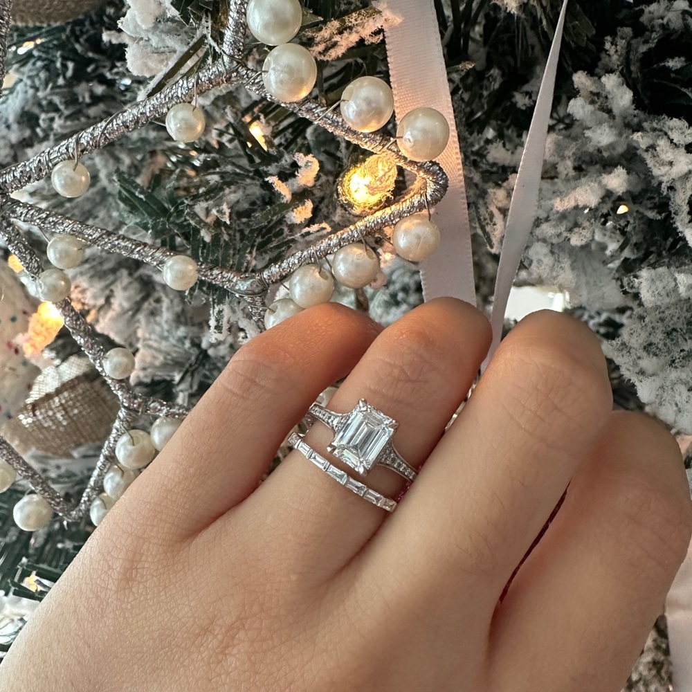1.53 Carat Emerald Cut Diamond Platinum Engagement Ring
